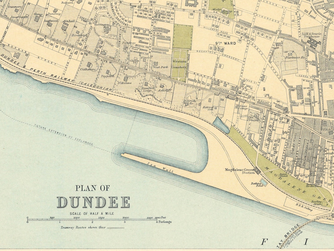 Old Dundee Map Plan of Dundee Scotland 1912 Scottish Etsy