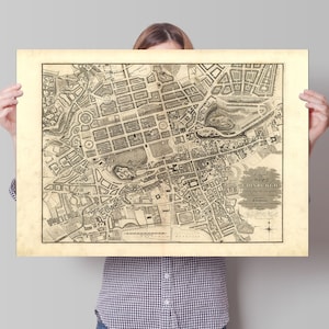Alte Edinburgh Landkarte | Plan von der Stadt Edinburgh, Schottland | um 1820 | Schottischer Vintage-Druck | Alte Karte Wanddekor | Edinburgh Karte | Landkarte