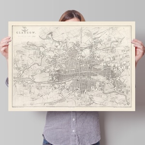 Glasgow Map - 1863 - Vintage Reproduktionsdruck - Alte schottische Karte