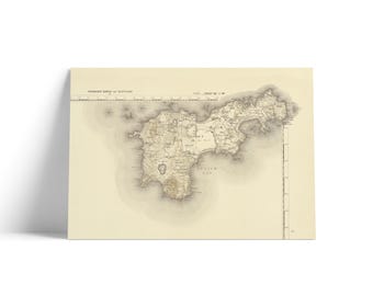 Antique Map of Tiree Reproduction | Historic Scotland Map Print | Ordnance Survey One-Inch Map | Hebrides Wall Art