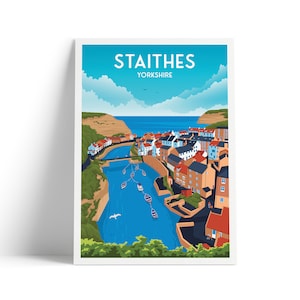 Staithes Print | Yorkshire Wall Art | Staithes Poster | Travel Poster Gift | Wedding gift | Birthday Present