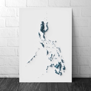 Philippinen Kunst Reliefkarte - 2D Blau und Weiß Druck - Philippinen Geologie - Schattierte 2D Karte