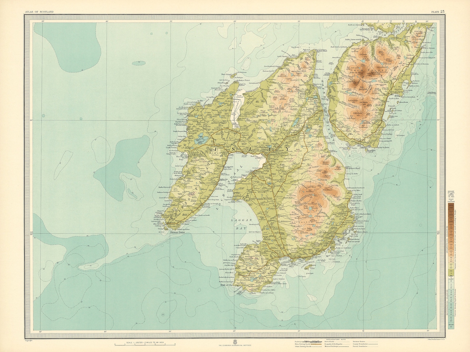Isle of Islay Map Old Antique Map 1912 Bartholomew Old Etsy