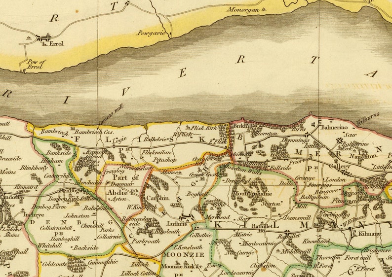 Map of Fife Scotland 1831 Old Replica Poster Print Scottish Etsy