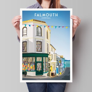 Falmouth Print - Cornwall - Quay Street - Art print A3, A2, A1
