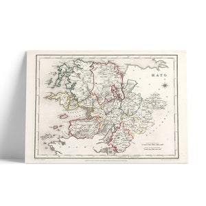Karte der Grafschaft Mayo – Irland 1846 – Hollymount – Ballinrobe – Murrisk – Achill Island – Clare Island – Ballina – Castlebar