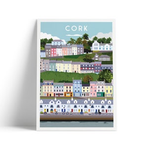Cork Print featuring Colourful Houses - Co Cork - Ireland Travel Poster - Irish Art - Wall Art - Wedding gift