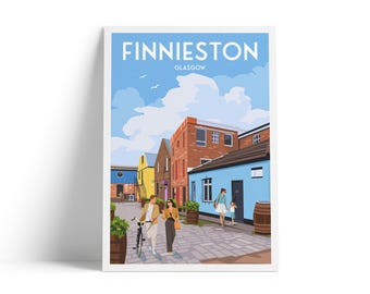 Finnieston Glasgow Travel Poster – The Hidden Lane Wall Art Print, Scotland City Artwork