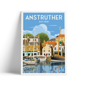 Anstruther Harbour Travel Poster - East Neuk, Fife