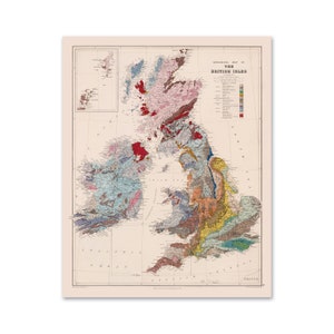 Eine geologische Karte der Britischen Inseln - Vintage Geology Print of the UK - 1887 - Reproduktion