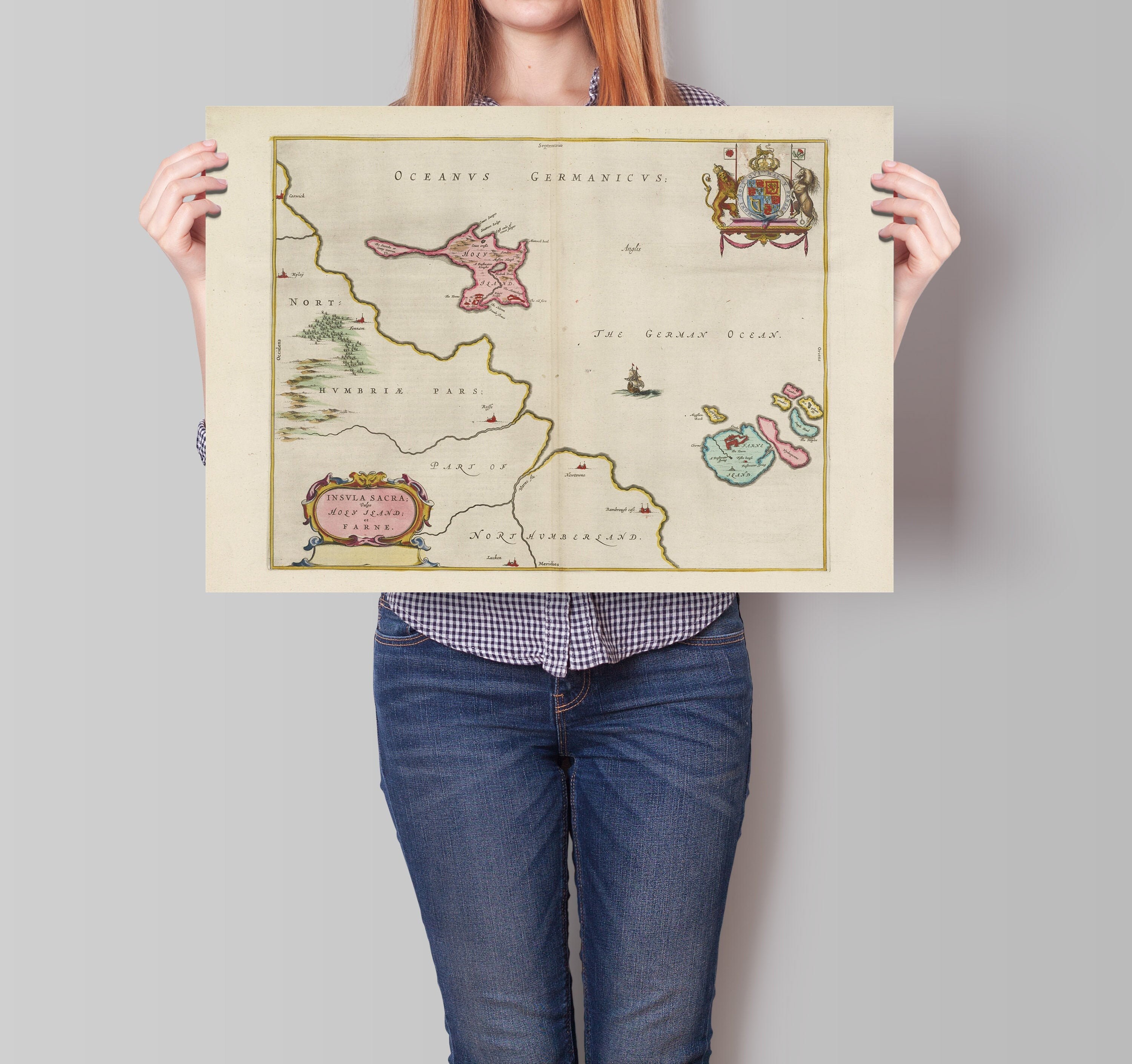 The Holy Island of Lindisfarne Map Ancient Lindifarne Map Etsy UK