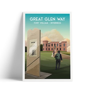 Great Glen Way Poster | Fort William to Inverness | Scottish Highlands | Inverness Castle | Great Scottish Trails