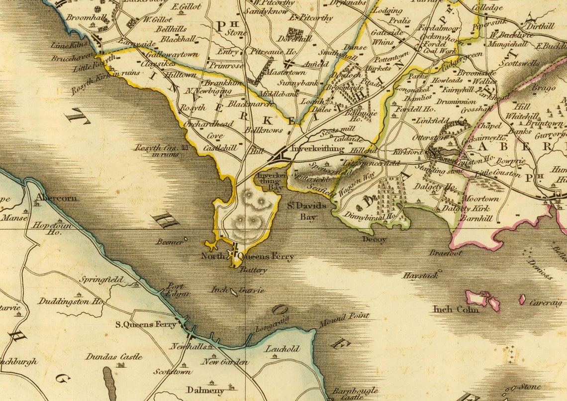 Map of Fife Scotland 1831 Old Replica Poster Print Scottish Etsy