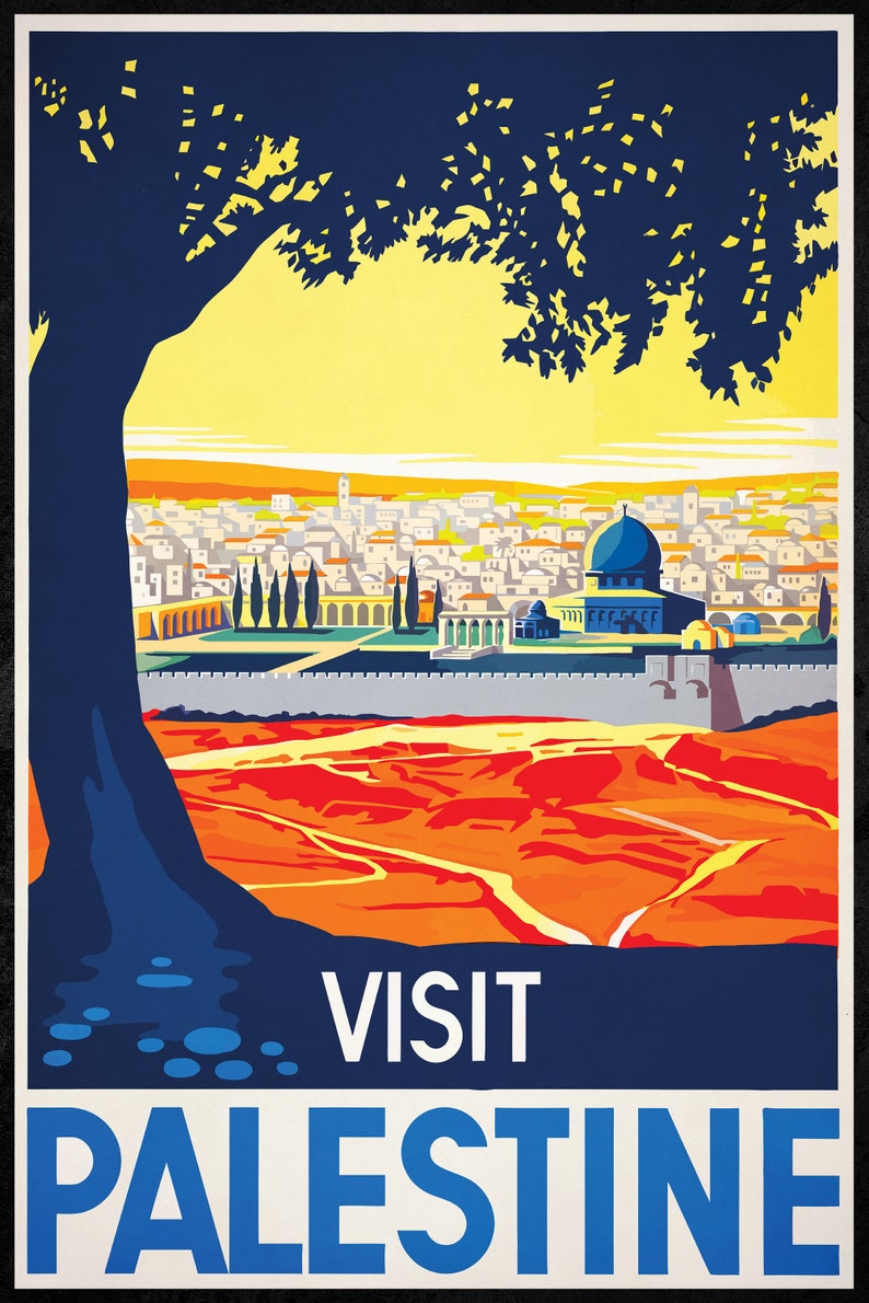 Palestine Vintage Travel Poster, Visit Palestine, Land of the Bible, Israel image 5