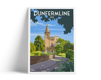 Dunfermline Abbey Travel Poster | Fife Scotland Wall Art | Scottish Architecture Print