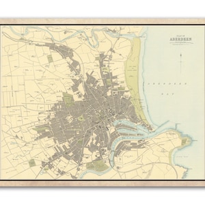 Aberdeen Map | Old Antique Map | 1912 |Old Map Wall Print| Poster Wall Art|Wall Art |Scottish Maps| Vintage Print