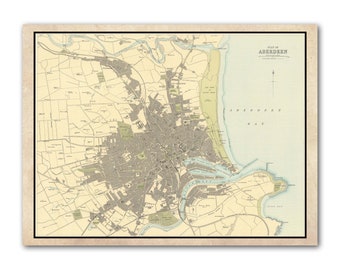 Aberdeen Map | Old Antique Map | 1912 |Old Map Wall Print| Poster Wall Art|Wall Art |Scottish Maps| Vintage Print