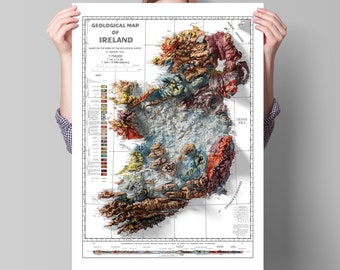 Ireland Geological Map -  Ireland Relief Map, Ireland Topo Map, Dublin, Limerick, Ulster, Connaught, Munster,Leinster