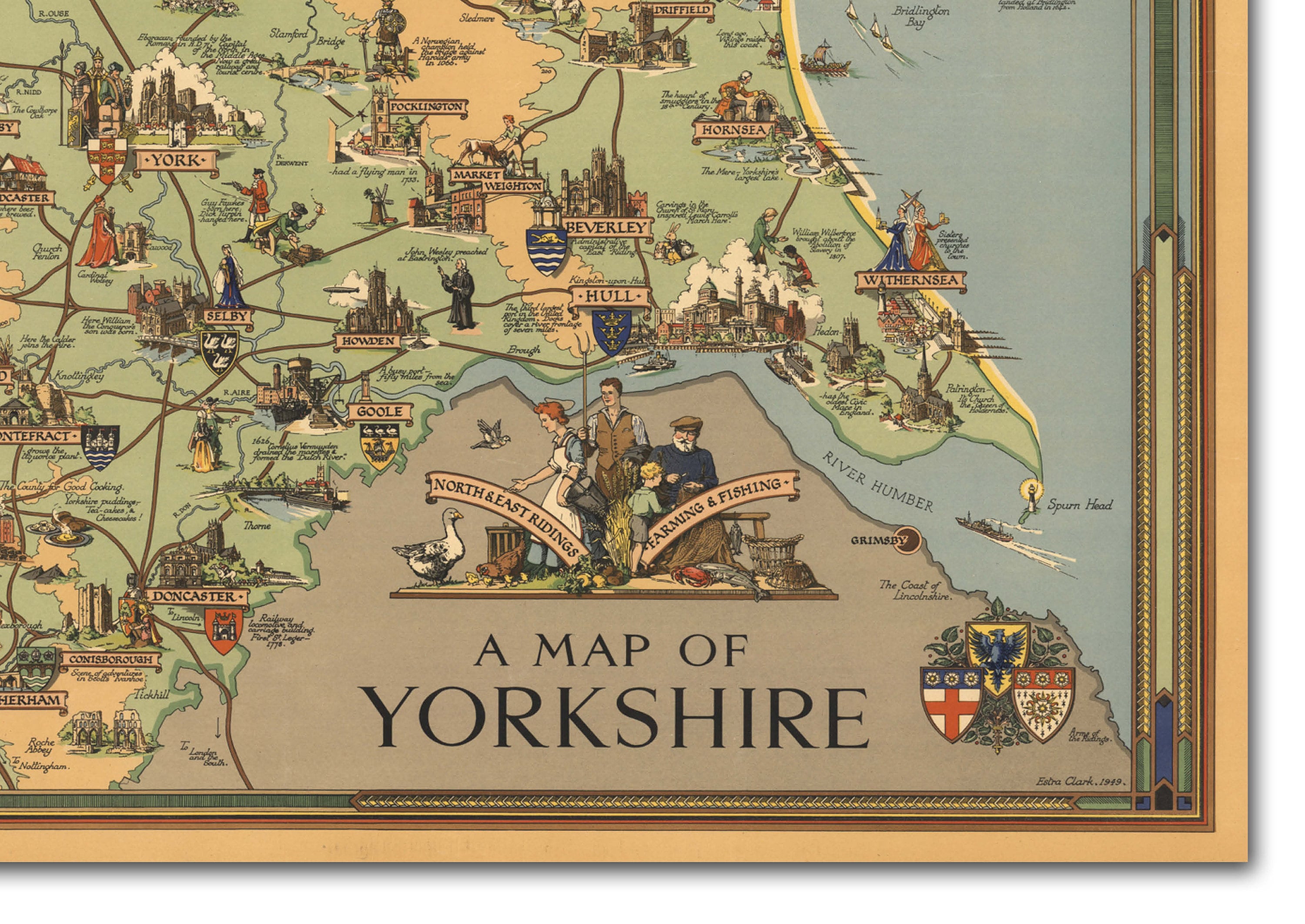 Old Map of Yorkshire Vintage England British Map - Etsy UK