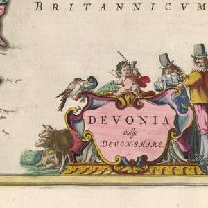 Old Devon Map | Devonia Vulgo Devon-shire | Ancient Map by J. Blaeu