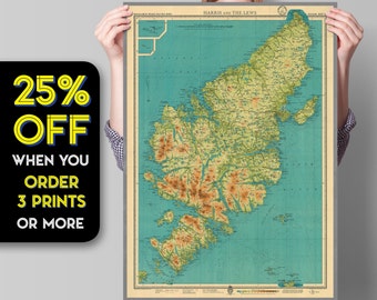 Map of Harris and Lewis, Outer Hebrides | Old Antique Map of Isle of Harris | Old Map Wall Print| Poster Wall Art|Wall Art |Scottish Maps