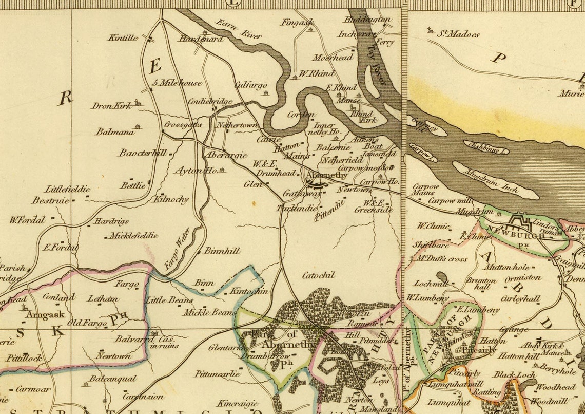 Map of Fife Scotland 1831 Old Replica Poster Print Scottish Etsy UK