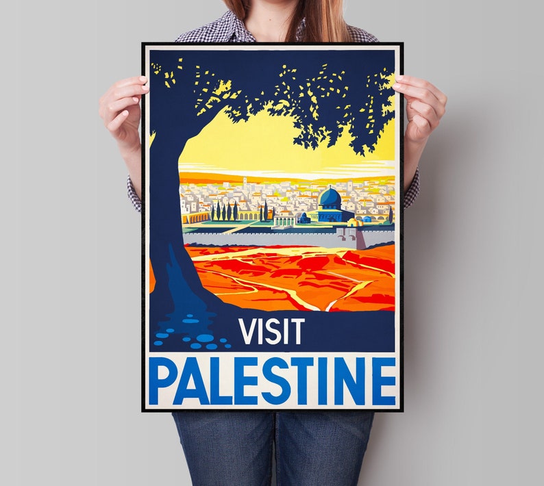 Palestine Vintage Travel Poster, Visit Palestine, Land of the Bible, Israel image 1