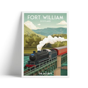 Jacobite Print - Fort William - Soldatenbrücke - Lochy - Great Glen Way
