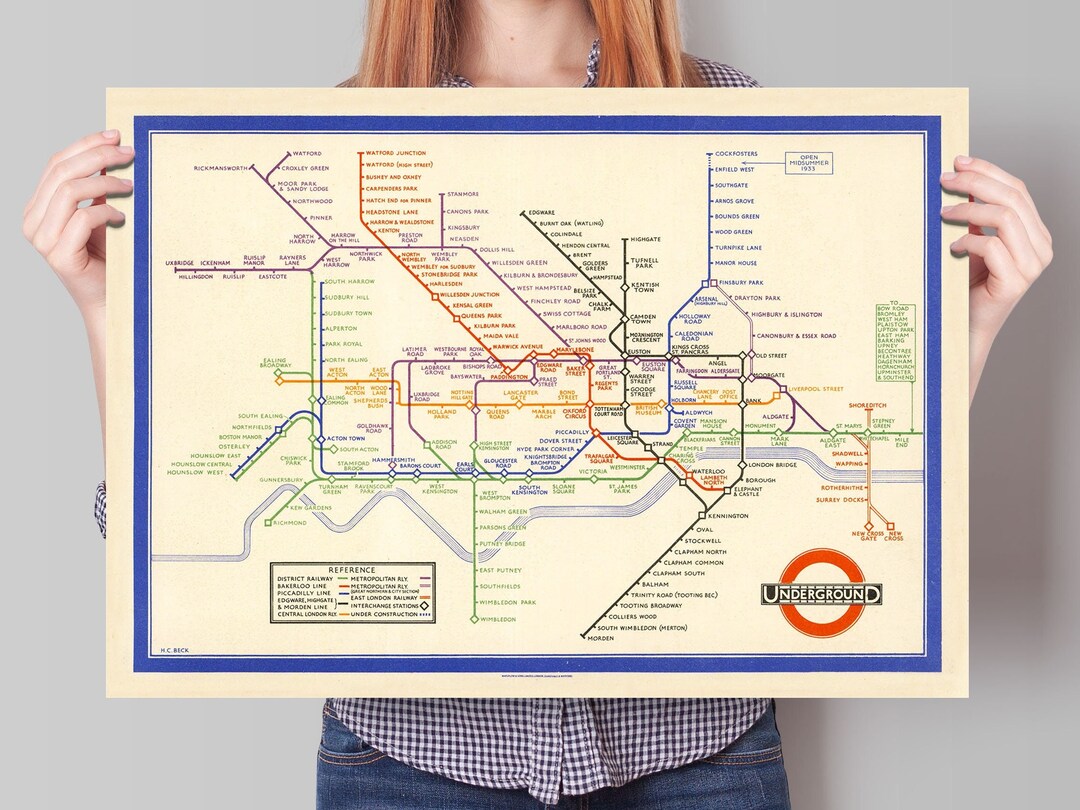 London Subway Underground Poster Harry Beck s Tube Map Vintage 