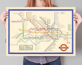 London Subway Underground Poster | Harry Beck's Tube map | Vintage London Print | 1933 | Antique British Map | Retro Subway Map