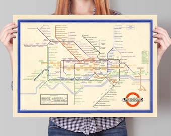 London Subway Underground Poster | Harry Beck's Tube map | Vintage London Print | 1933 | Antique British Map | Retro Subway Map