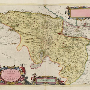 Old Renfrew Map | Praefectura Renfroana’  | Old Antique Map | 1665 | Blaeu Map |  Poster Wall Art | Scottish Maps | Renfrewshire