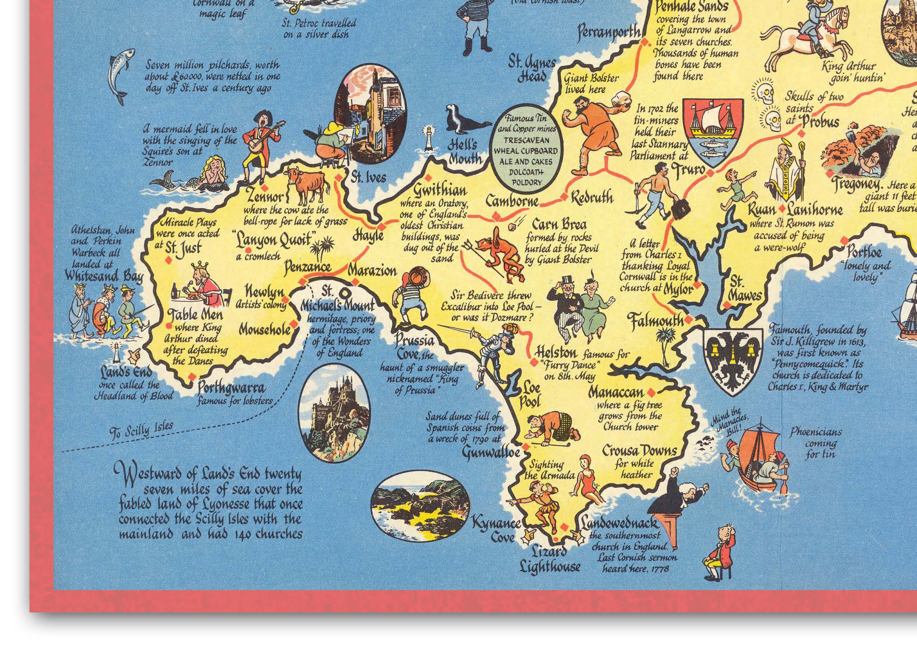 Stow Green Strofinaccio In Cotone Con Mappa E Stemma Della Cornovaglia, 47x74 Cm - 2