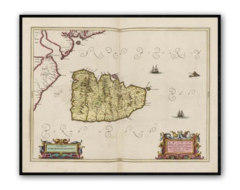 Arran Map | Old Antique Map of Isle of Arran| 1665 | Old Map Wall Print| Poster Wall Art|Wall Art |Scottish Maps| Vintage Print