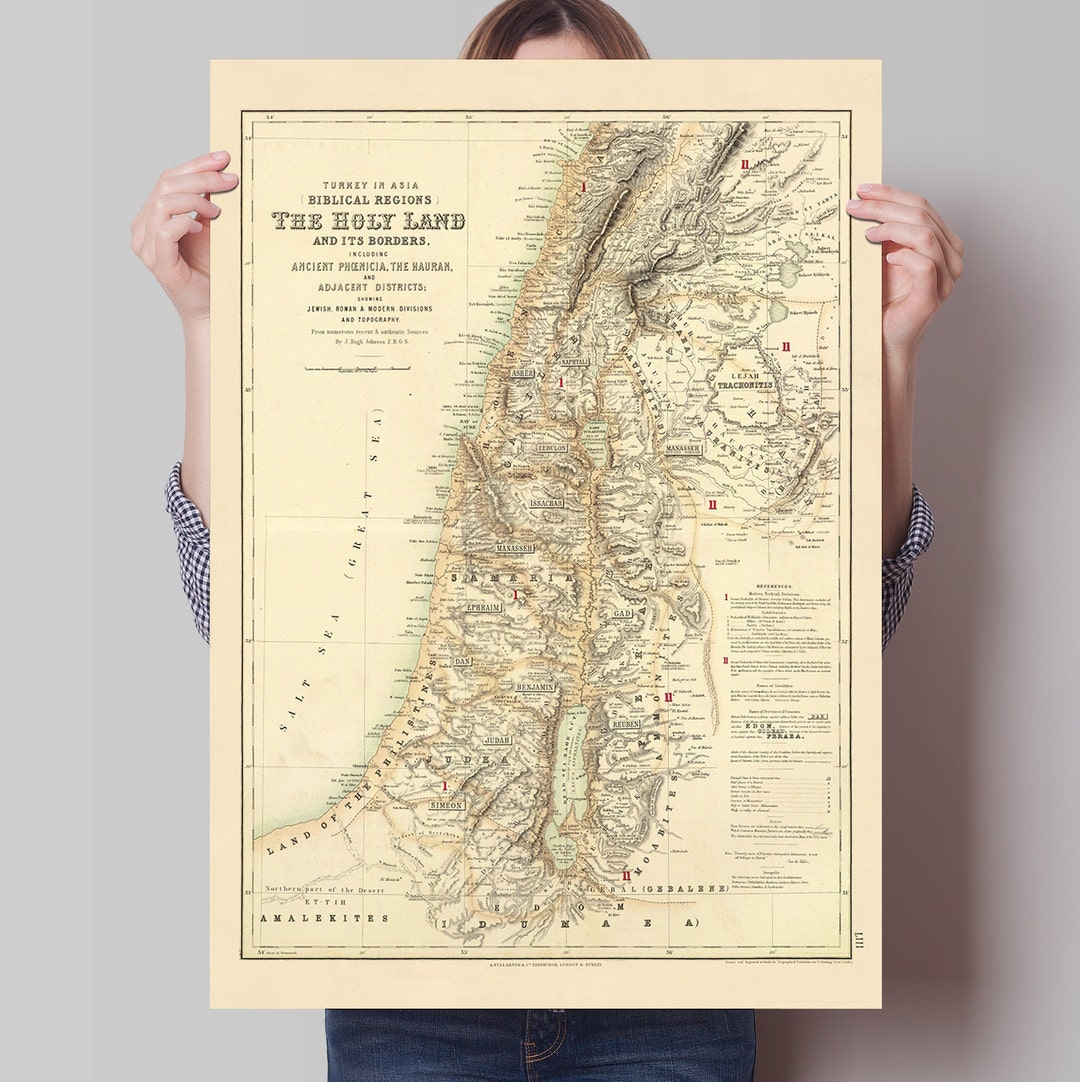 A Terra Santa e suas fronteiras Palestina Antiga 1872 Israel Judeia Jerusalem Samaria Galileia Mapa biblico Estudo Biblico Etsy Portugal