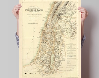 Das Heilige Land und seine Grenzen - Altes Palästina, 1872 - Israel, Judäa, Jerusalem, Samaria, Galiläa, biblische Karte, Bibelstudium