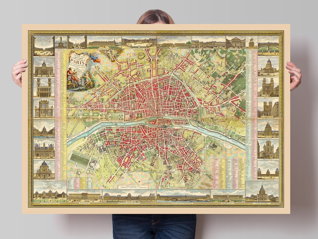 Old Map of Paris | 1784 | France | Vintage Paris | Vintage Poster Print ...