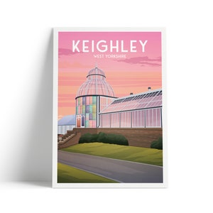 Keighley Travel Poster, West Yorkshire - Cliffe Castle - Art Print