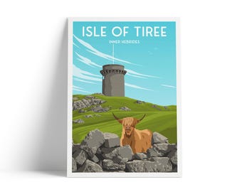 Hynish, Isle of Tiree Travel Poster – Inner Hebrides Scotland Wall Art