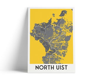 North Uist Map Print | Minimalist Scottish Island Wall Art