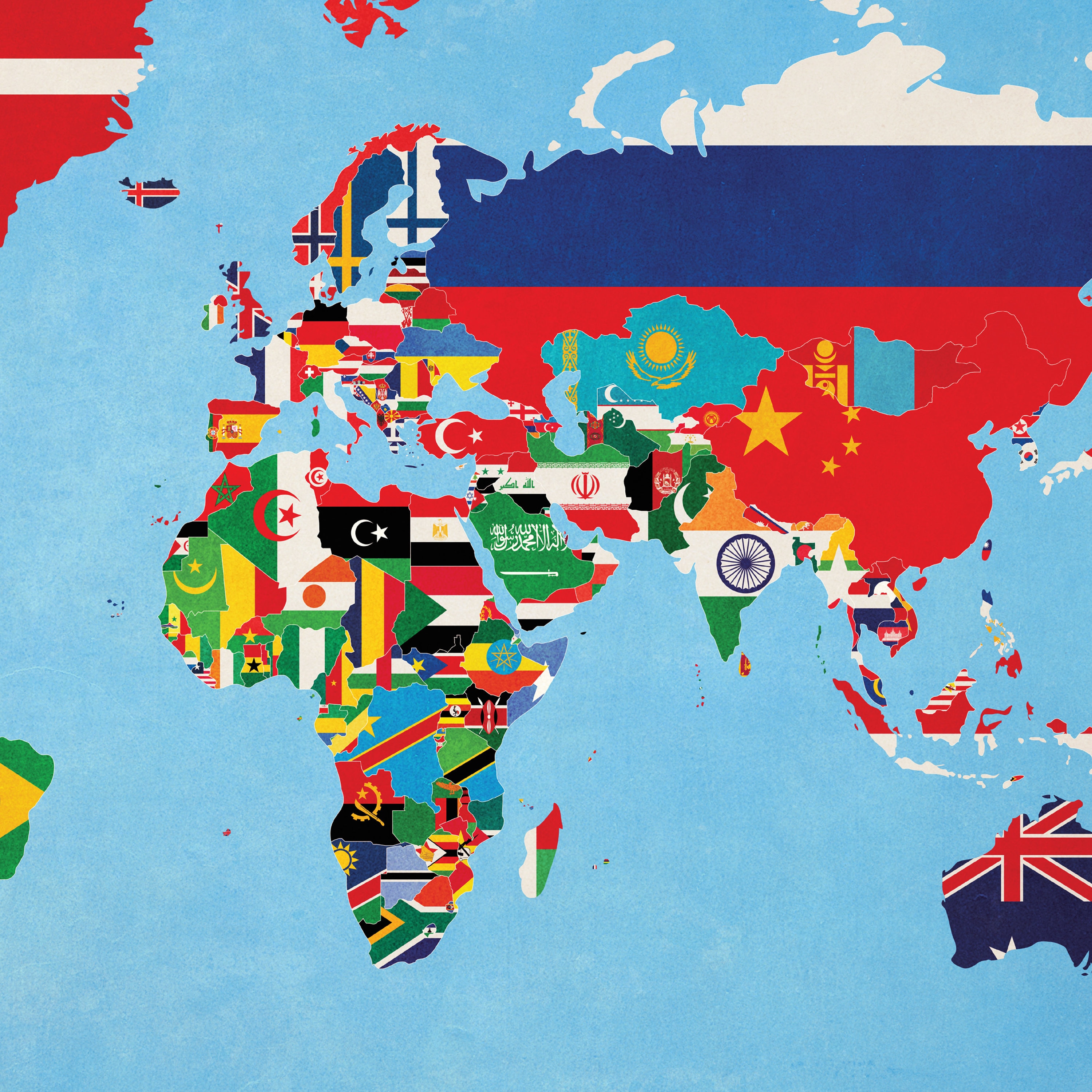 World Map of Flags Country Map Poster Educational Art - Etsy UK