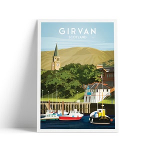 Girvan Reiseposter - Küstenschönheit und Gelassenheit | Carrick | Ayrshire | Schottland | Firth of Clyde | Vintage Style Druck
