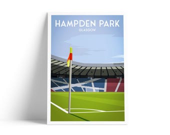 Hampden Park Glasgow Travel Poster | Scottish Football Stadium Print | Glasgow Wall Art