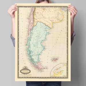 Landkarte Patagonien | Patagonien, Detroit von Magellan, Terres Australes | um 1860 | Vintage Druck | Argentinien | Chiles | Anden | Südamerika
