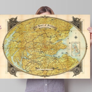 Gleneagles - O Coração da Escócia | Mapa Escocês Antigo Vintage | Presente de Golfista