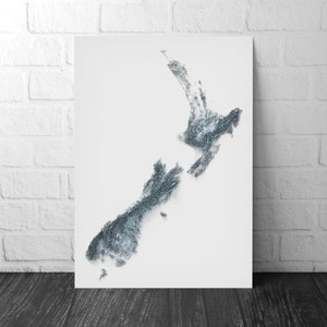 Neuseeland Karte - 2D Relief Landkarte - Neuseeland Geschenke - Southland -Otago - Wellington -Northland - Aukland - Walkato - Nelson - Chatham