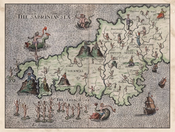 ラジオ・コンポ Vintage Memtek MAP-2100Sony Poly-olbion - Map of Cornwall and Devonshire, England | Vintage
