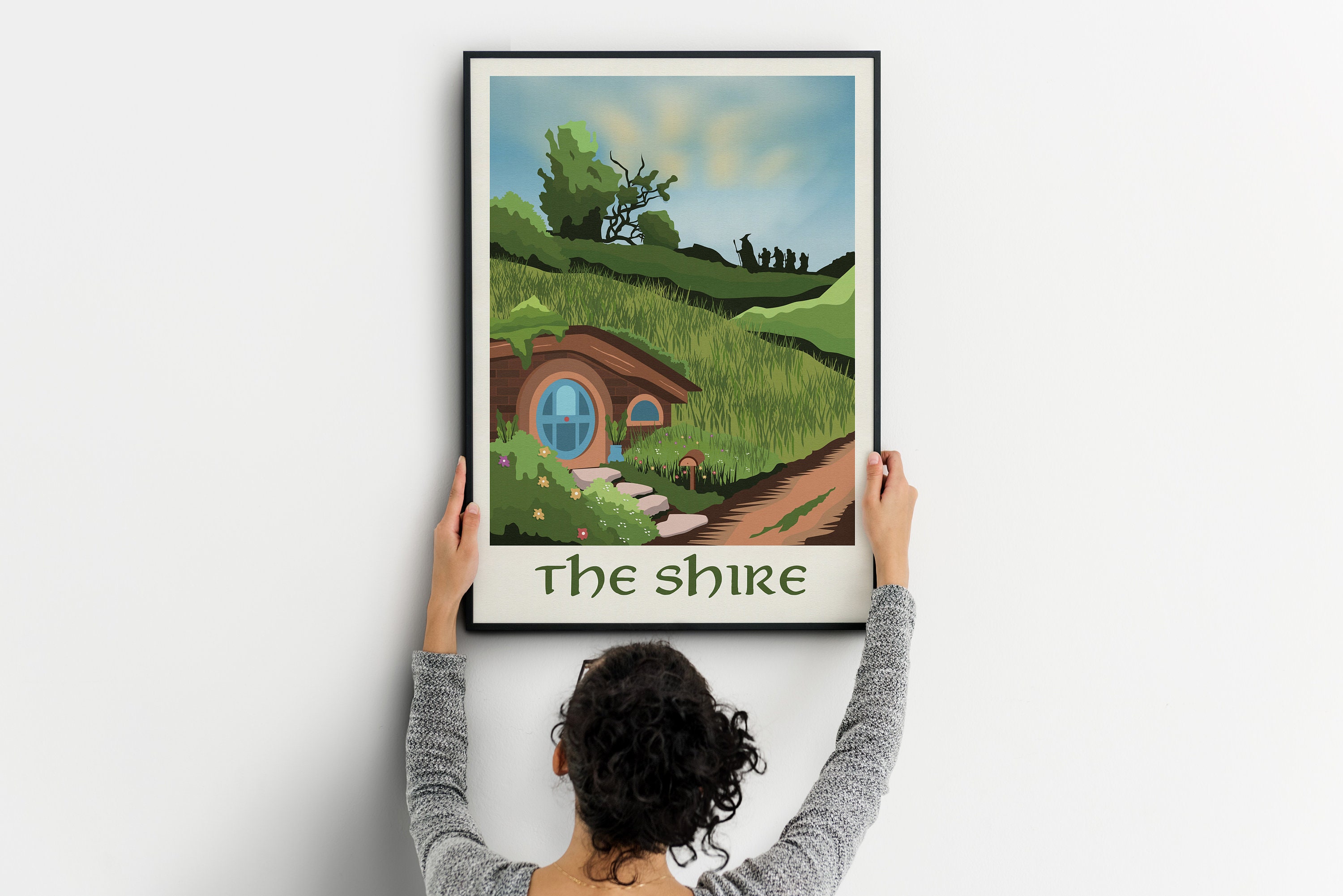 The Shire Travel Poster Etsy Vintage Hobbiton Poster Print Art Middle-earth Retro - LOTR Travel