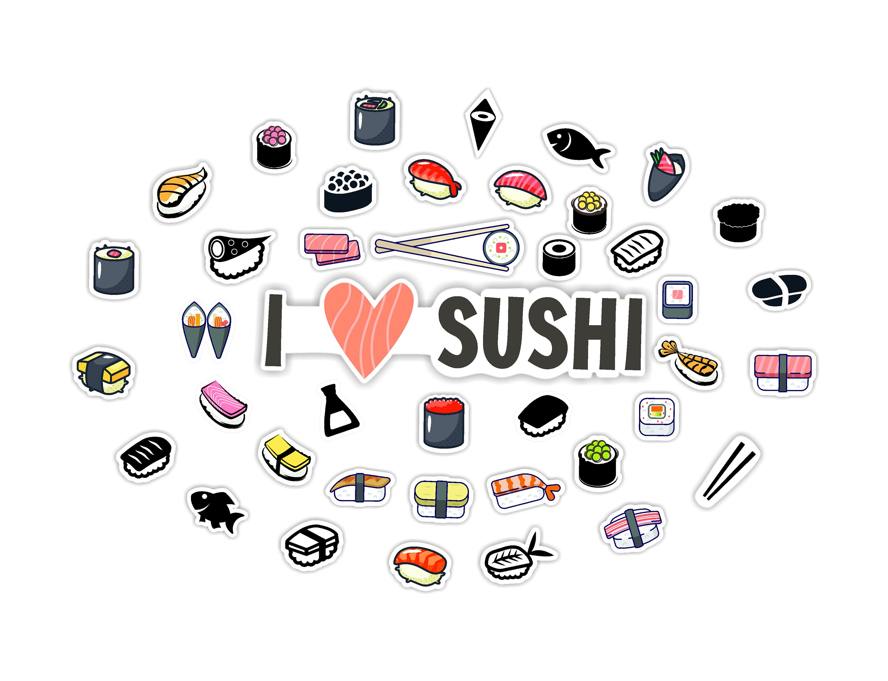 I Love Sushi Stickers: scrapbook wall planner diary. | Etsy