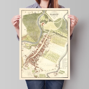 Dalkeith : carte | Plan de Dalkieth | carte vintage de l'Ecosse | Reproduction imprimée